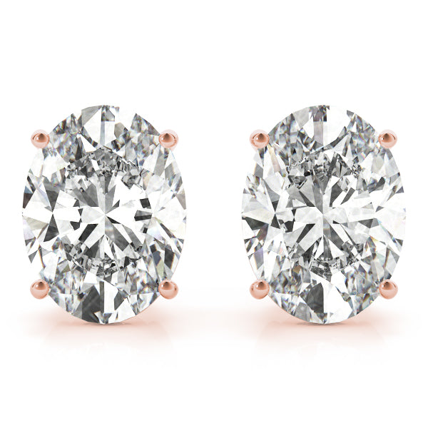Oval 14k White Gold Moissanite Solitaire 4-Prong Stud Earrings