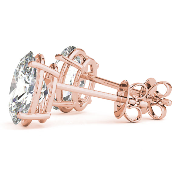 Oval 14k Rose Gold Moissanite Solitaire 4-Prong Stud Earrings