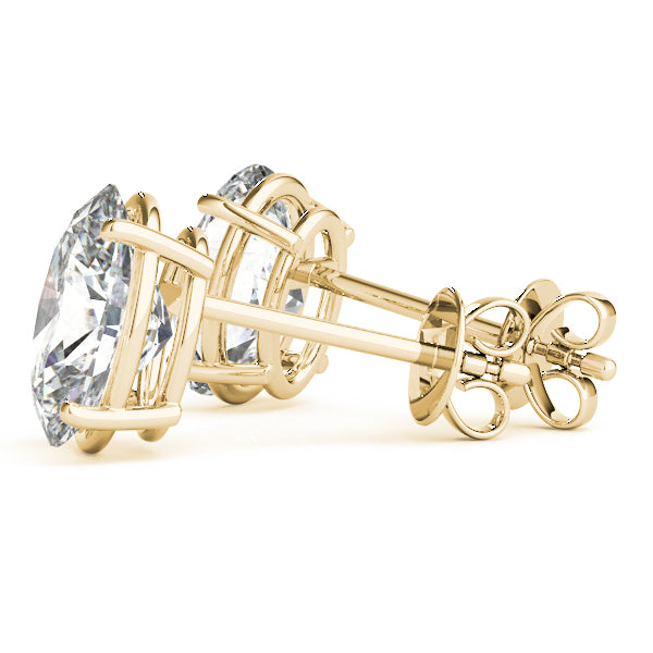 Oval 14k White Gold Moissanite Solitaire 4-Prong Stud Earrings