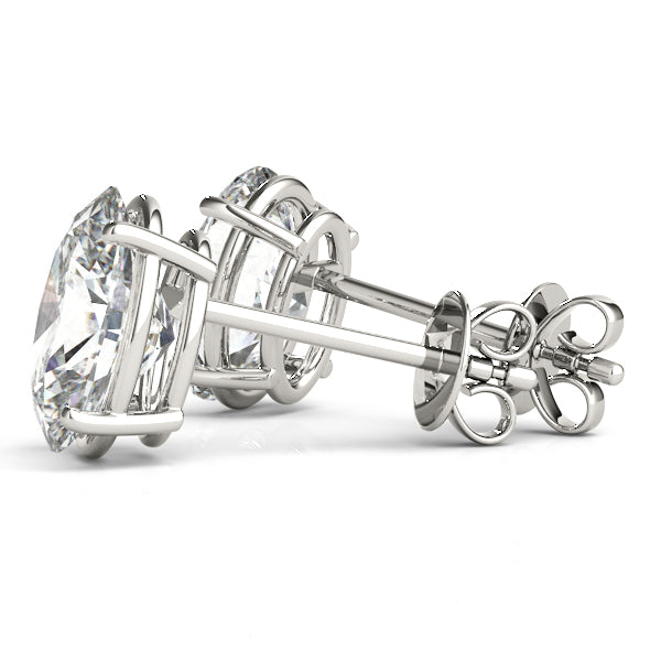 Oval 14k White Gold Moissanite Solitaire 4-Prong Stud Earrings