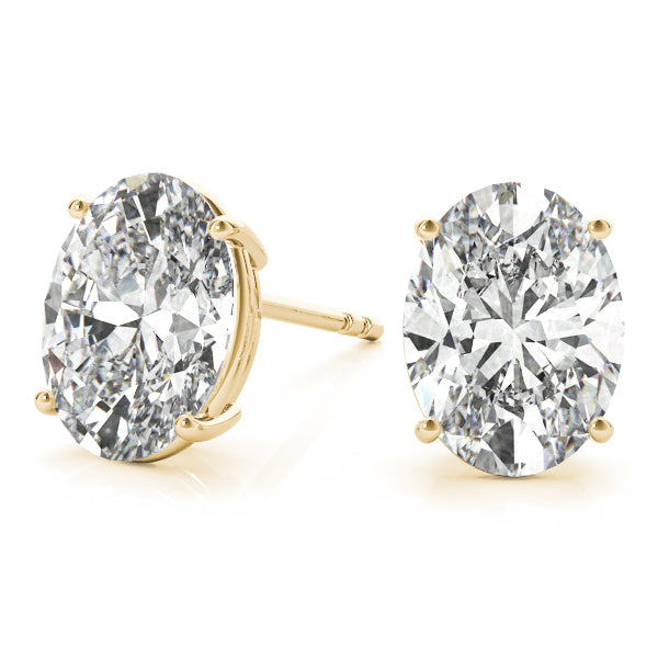 Oval 14k Rose Gold Moissanite Solitaire 4-Prong Stud Earrings