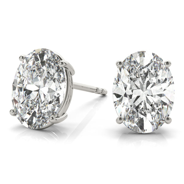 Oval 14k Rose Gold Moissanite Solitaire 4-Prong Stud Earrings