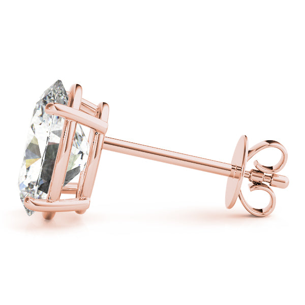 Oval 14k Yellow Gold Moissanite Solitaire 4-Prong Stud Earrings