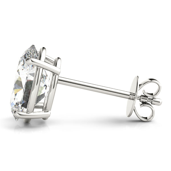 Oval 14k White Gold Moissanite Solitaire 4-Prong Stud Earrings