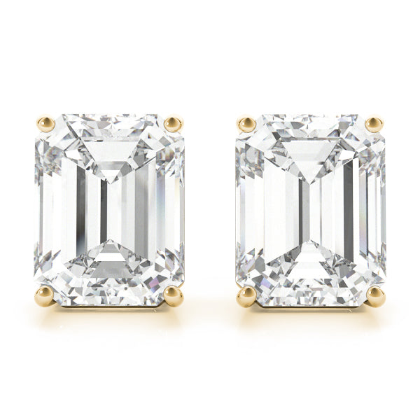 4-Prong Emerald Cut 14k White Gold Moissanite Solitaire Stud Earrings