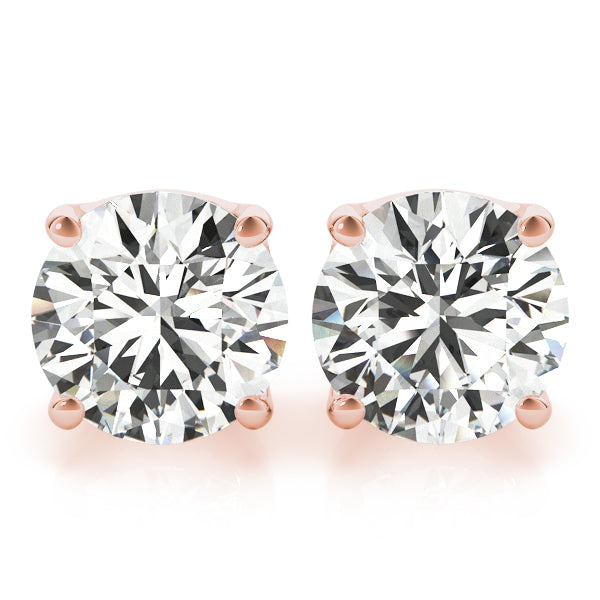 4-Prong Round Platinum Crowned Moissanite Solitaire Stud Earrings