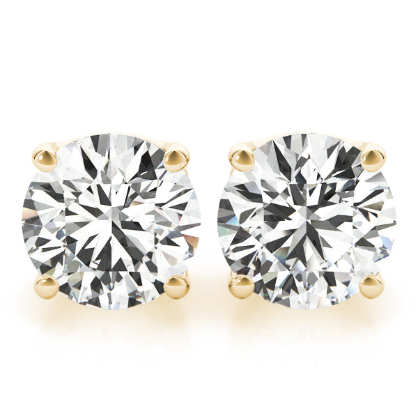 4-Prong Round Platinum Crowned Moissanite Solitaire Stud Earrings
