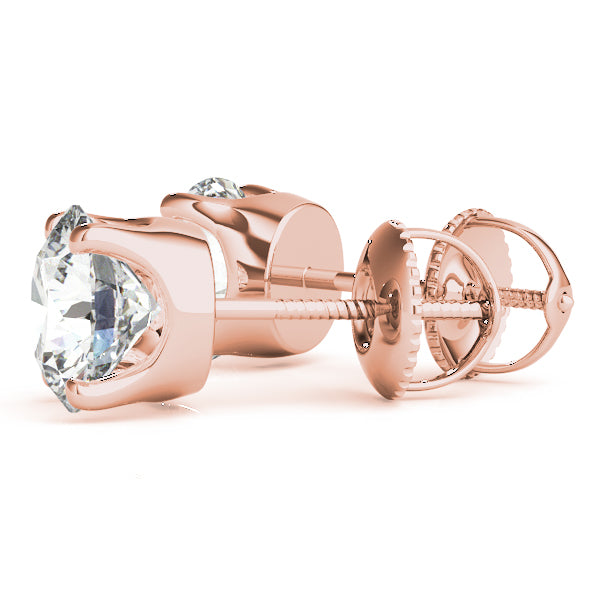 4-Prong Round Platinum Crowned Moissanite Solitaire Stud Earrings