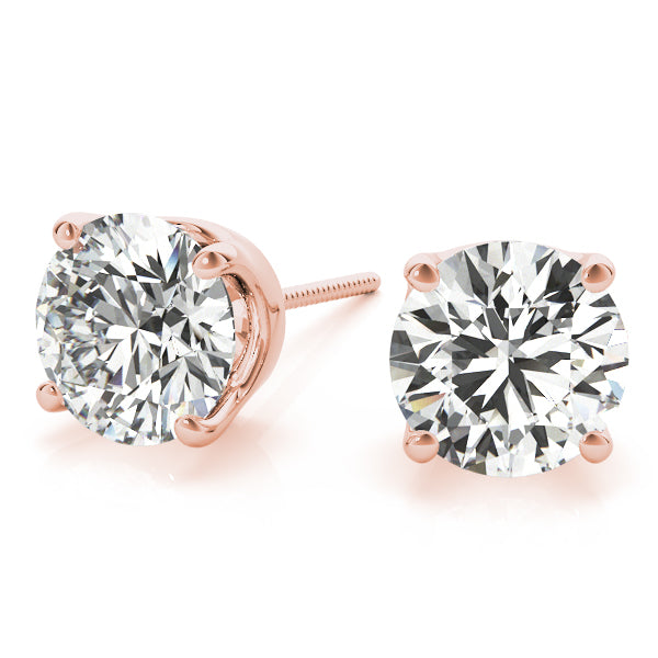 4-Prong Round 14k White Gold Crowned Moissanite Solitaire Stud Earrings